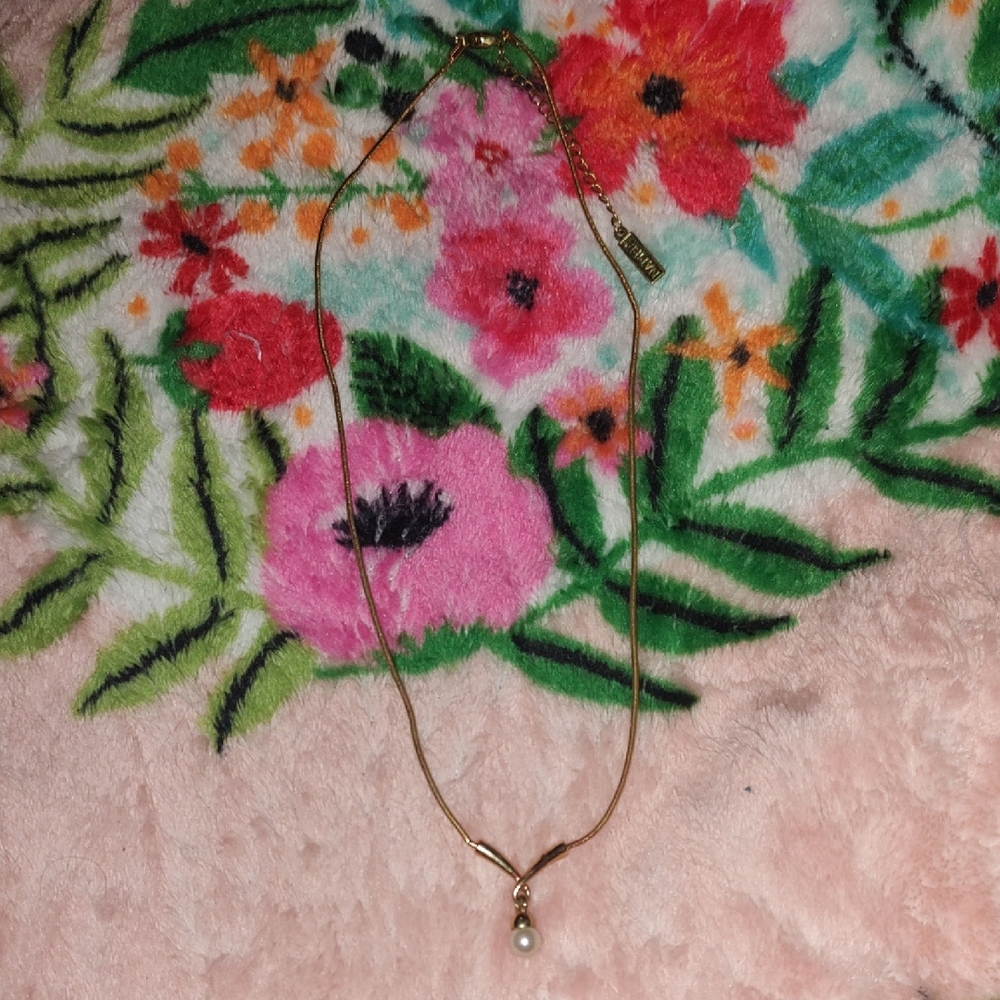 Annie Gold and White Necklace with Minimalist Charm
